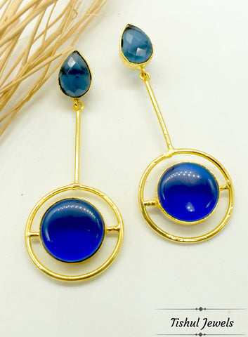 Premium Stone Based Blue Earring with Stone