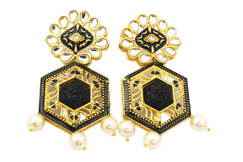 BLACK TRISHLA JHUMKA EARRING