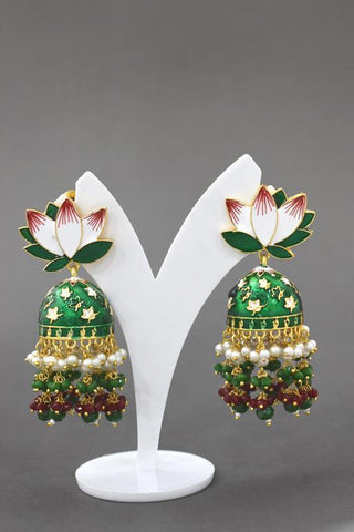 AVINTA GREEN JHUMKA EARRING