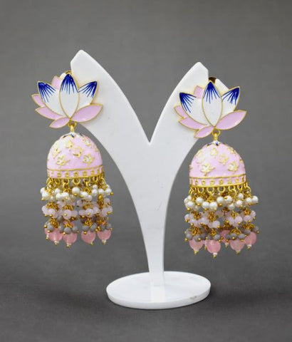 AVINTA BABY PINK JHUMKA EARRING