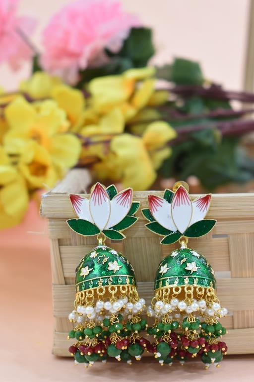 AVINTA GREEN JHUMKA EARRING