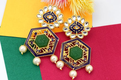 PURPLE GREEN TRISHLA JHUMKA EARRING