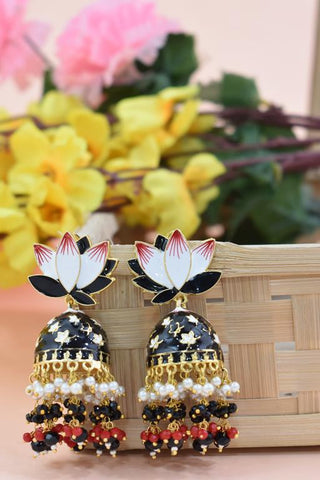 AVINTA BLACK JHUMKA EARRING