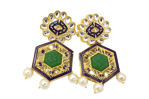 PURPLE GREEN TRISHLA JHUMKA EARRING