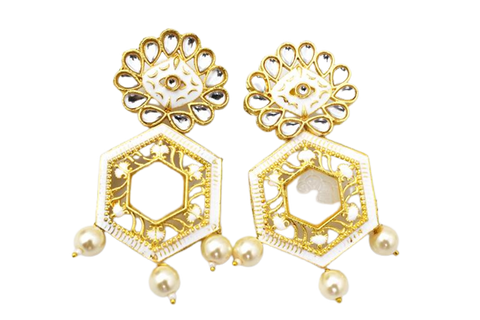 WHITE TRISHLA JHUMKA EARRING