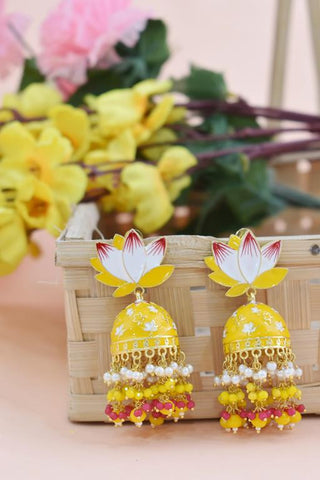 AVINTA YELLOW JHUMKA EARRING