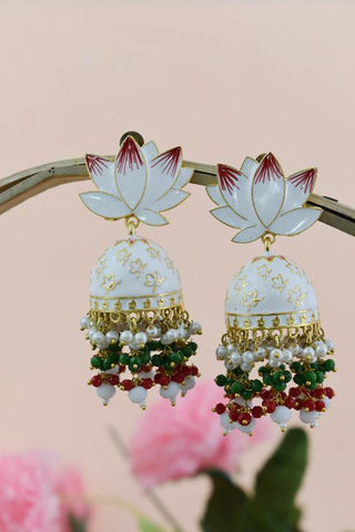 AVINTA WHITE JHUMKA EARRING