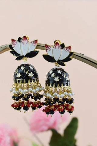 AVINTA BLACK JHUMKA EARRING