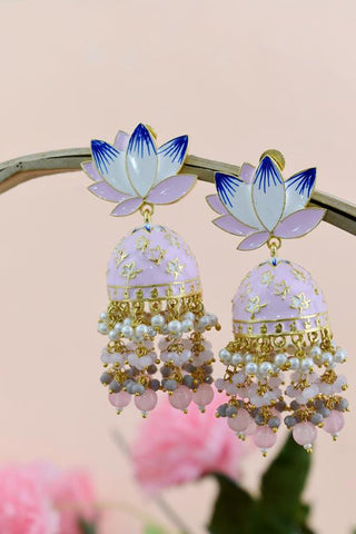 AVINTA BABY PINK JHUMKA EARRING