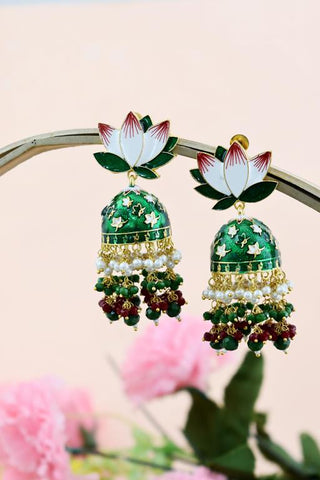 AVINTA GREEN JHUMKA EARRING