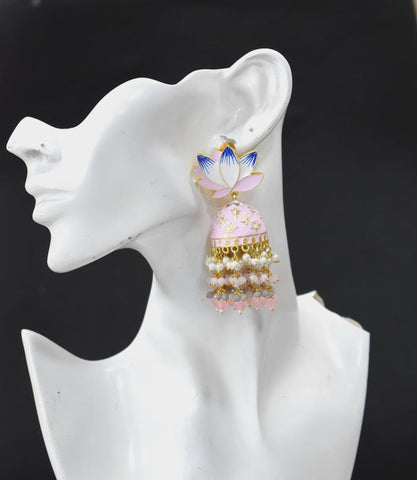 AVINTA BABY PINK JHUMKA EARRING