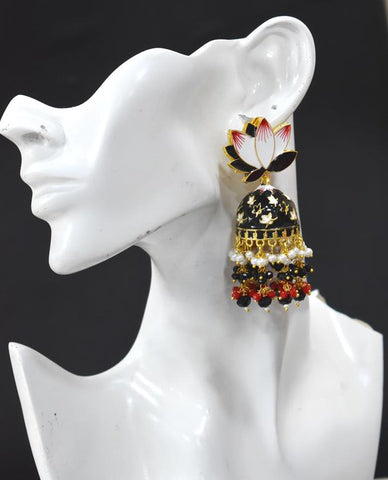 AVINTA BLACK JHUMKA EARRING