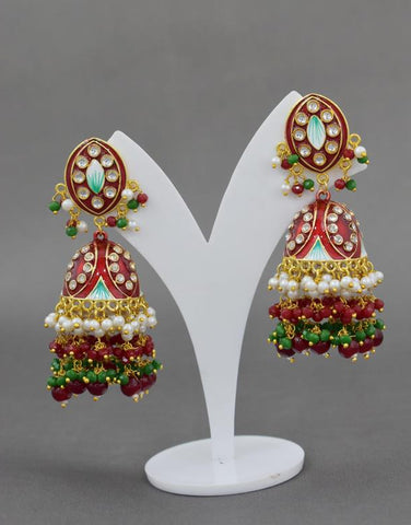 DARK RED MAHROON ZAVERI JHUMKA EARRING