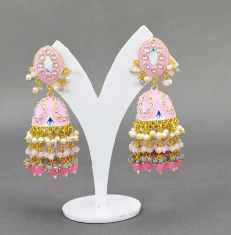 BABY PINK ZAVERI JHUMKA EARRING