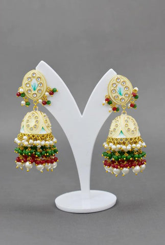 OFF WHITE CREAM ZAVERI JHUMKA EARRING