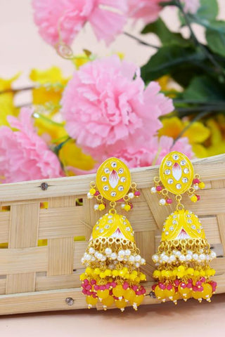 YELLOW ZAVERI JHUMKA EARRING