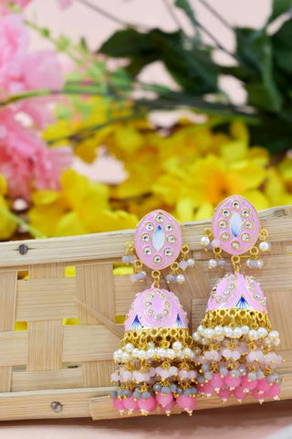 BABY PINK ZAVERI JHUMKA EARRING