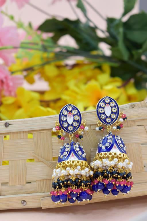 BLUE ZAVERI JHUMKA EARRING