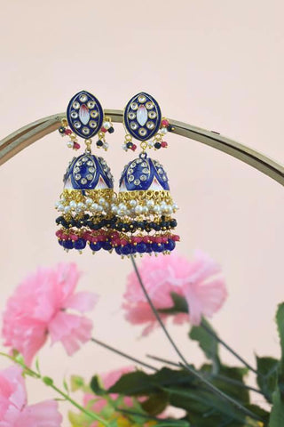 BLUE ZAVERI JHUMKA EARRING