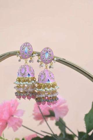 BABY PINK ZAVERI JHUMKA EARRING