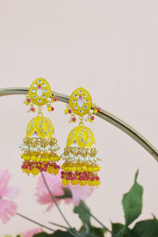 YELLOW ZAVERI JHUMKA EARRING