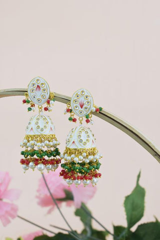 WHITE ZAVERI JHUMKA EARRING