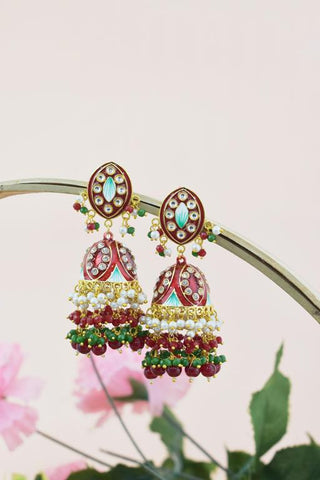 DARK RED MAHROON ZAVERI JHUMKA EARRING