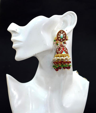 DARK RED MAHROON ZAVERI JHUMKA EARRING