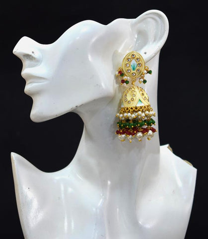 OFF WHITE CREAM ZAVERI JHUMKA EARRING