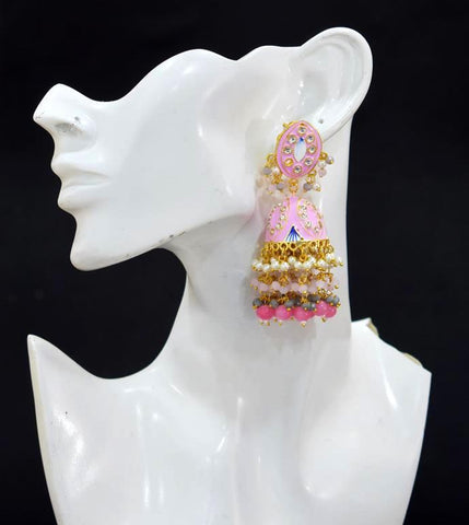 BABY PINK ZAVERI JHUMKA EARRING