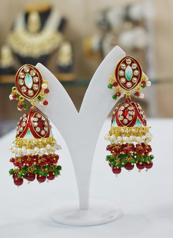 DARK RED MAHROON ZAVERI JHUMKA EARRING