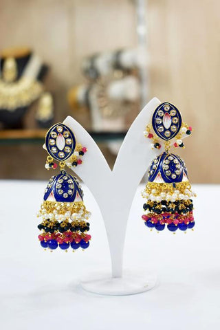 BLUE ZAVERI JHUMKA EARRING