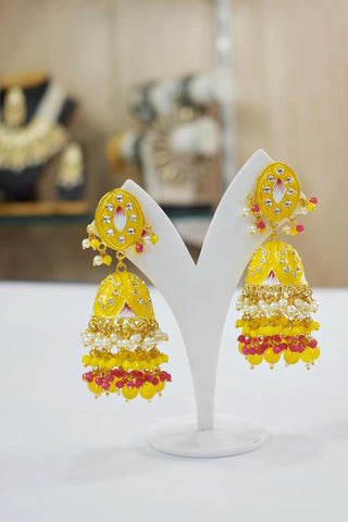 YELLOW ZAVERI JHUMKA EARRING