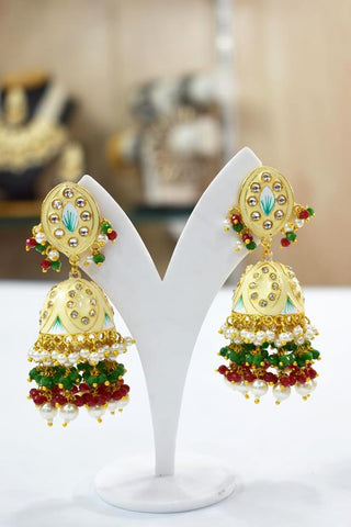 OFF WHITE CREAM ZAVERI JHUMKA EARRING