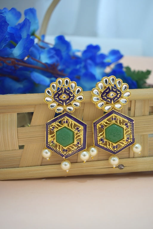 PURPLE GREEN TRISHLA JHUMKA EARRING