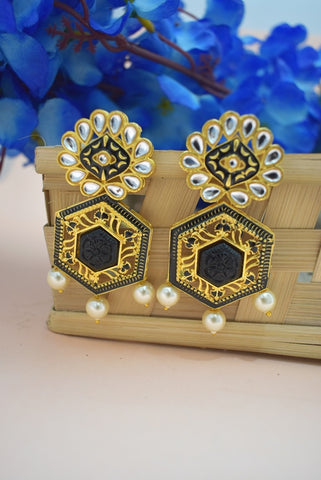 BLACK TRISHLA JHUMKA EARRING