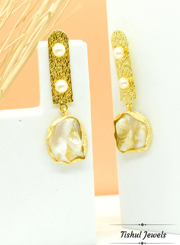 Premium Stone Based White MOP Earring with Stone