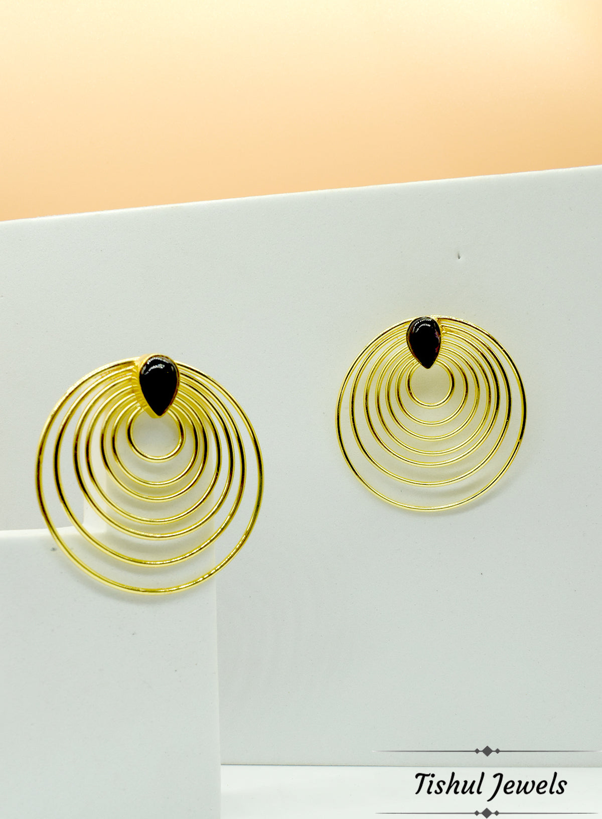 Premium Stone Based Gold Blue Stone Earring