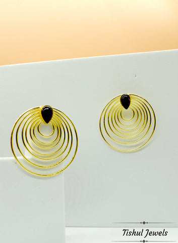 Premium Stone Based Gold Blue Stone Earring