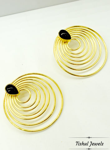 Premium Stone Based Gold Blue Stone Earring