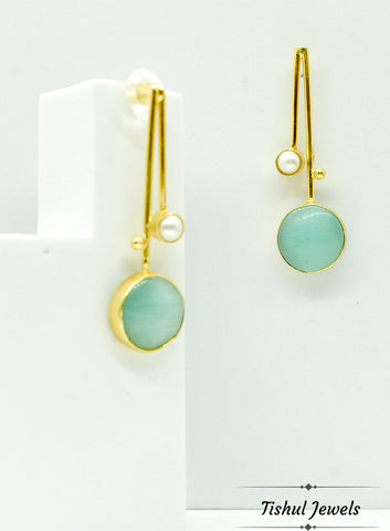 Premium Stone Based Gold Mint Stone Earring