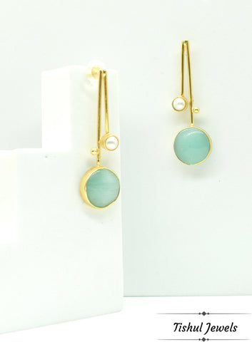 Premium Stone Based Gold Mint Stone Earring