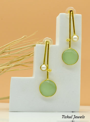 Premium Stone Based Gold Mint Stone Earring