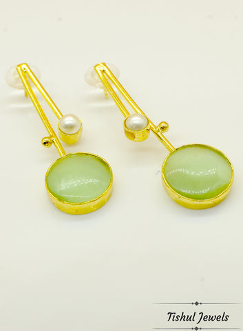 Premium Stone Based Gold Mint Stone Earring