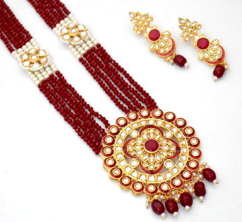 Mahroon Trendy Tisha Necklace Set with Earring