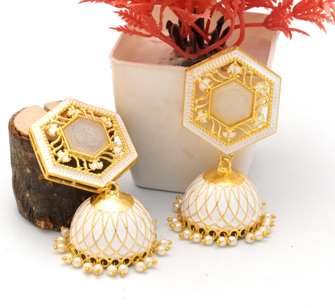 WHITE THANVIKA JHUMKIS