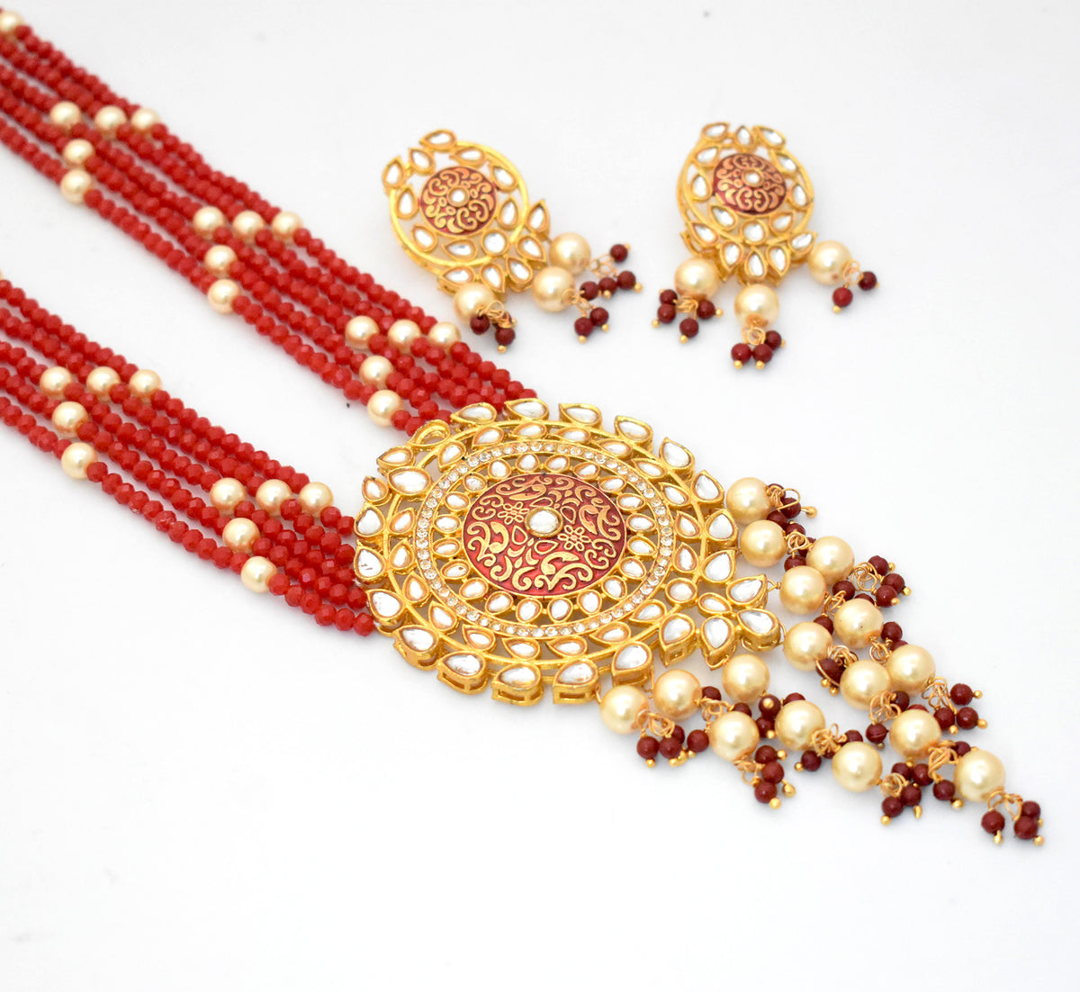 Dark Red Maroon Malini Necklace