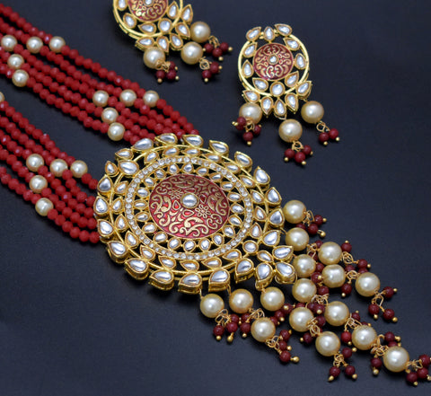 Dark Red Maroon Malini Necklace