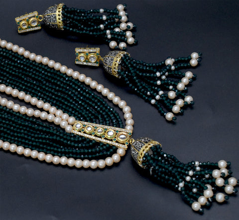 Green Long Manasa Necklace Set