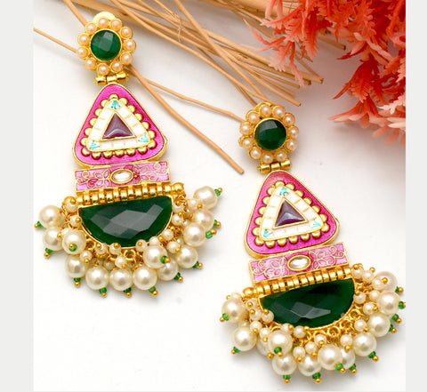 Magenta Misha Jhumkis Earring